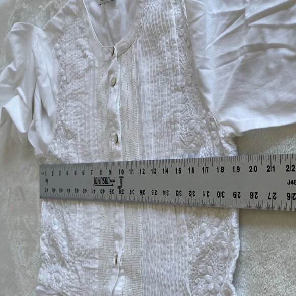 Portray Berlin Womens White Long-Sleeve Button-Up Embroidered Tunic Top Sz GB 10 - Picture 6 of 10